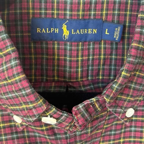 Ralph Lauren 100% Cotton Plaid Long Sleeve Button Down Shirt Men’s Size Large - Picture 2 of 8